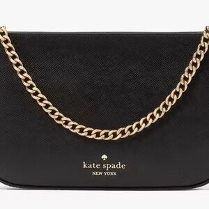 Kate Spade Black and Gold Clutch with Chain Detail